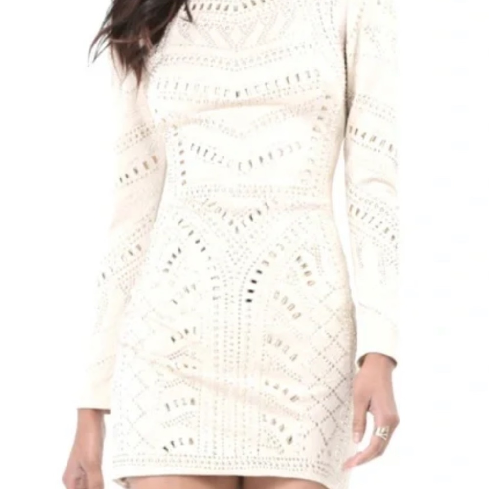 Off-White Cutout Overlay Bodycon Dress, Size Small